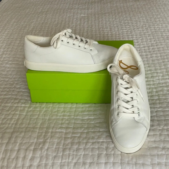 Sam Edelman Ethyl, white leather sneakers size 9 *used* - Picture 1 of 6